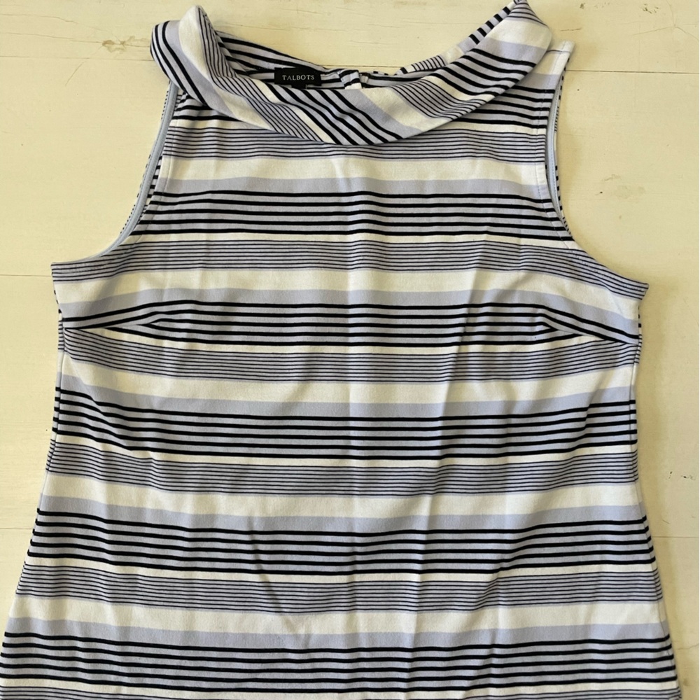 Talbots Striped Navy and White Women's sleeveless knit top
